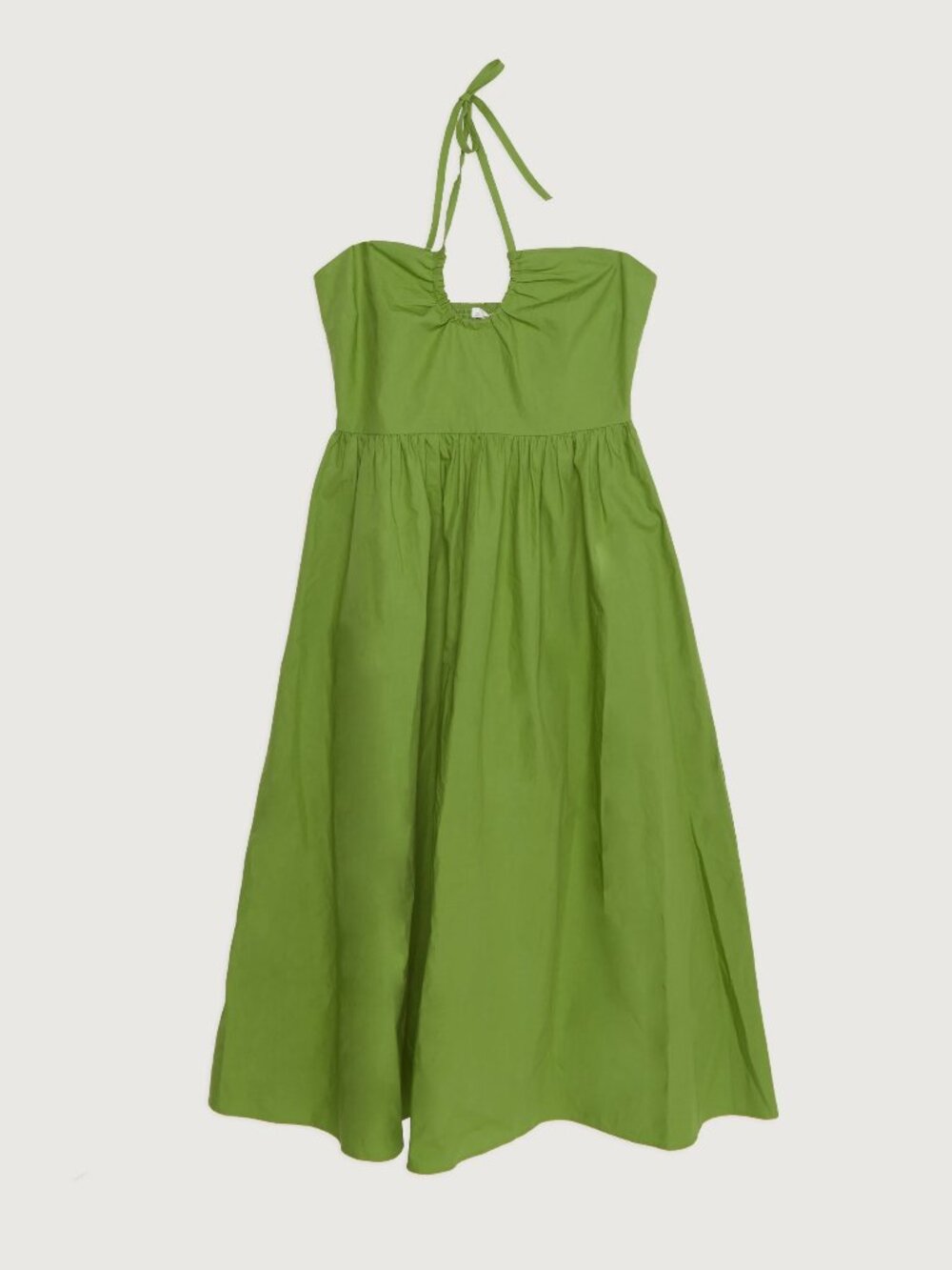 Oak and Fort Halter Grass Green Cotton Midi Dress XS